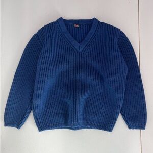 THICK Blue Wool V-Neck Sweater